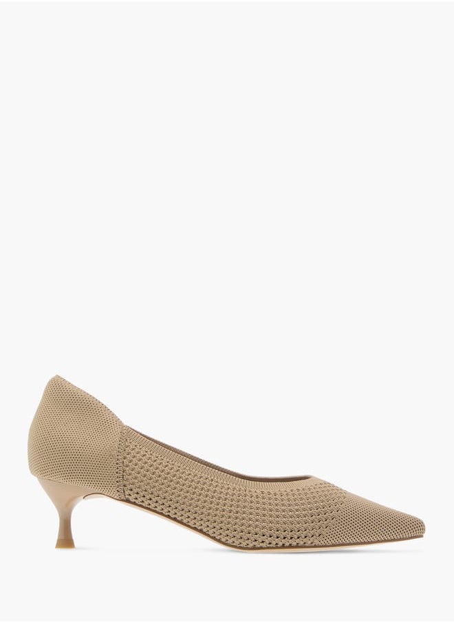 Women's Textured  Slip-On Pumps with Kitten Heels