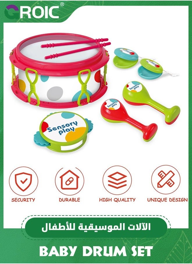 6 Pcs Baby Musical Instruments, Toys for Toddlers 1-3, Drum Set Kids Preschool Educational Toy Instruments Birthday Gifts Boys Girls