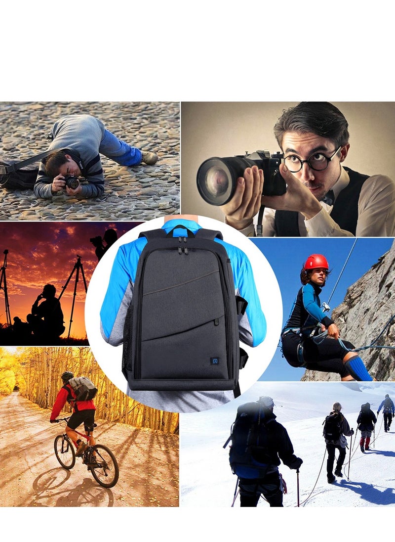 Outdoor Backpack, Portable Waterproof Bag, Scratch-proof Dual Shoulders Backpack, for DSLR Camera, Sports Camera, Tripod and Other Photography Accessories, Grey