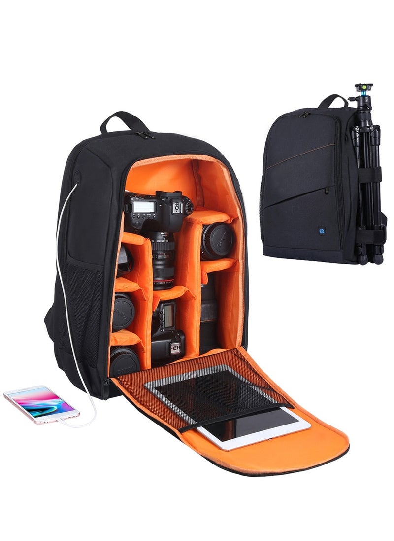 Outdoor Backpack, Portable Waterproof Bag, Scratch-proof Dual Shoulders Backpack, for DSLR Camera, Sports Camera, Tripod and Other Photography Accessories, Grey