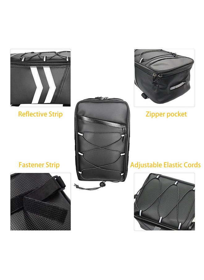 Bike Rack Rear Carrier Bag, Trunk Bag, PU Leather, Waterproof, 9L Large Capacity