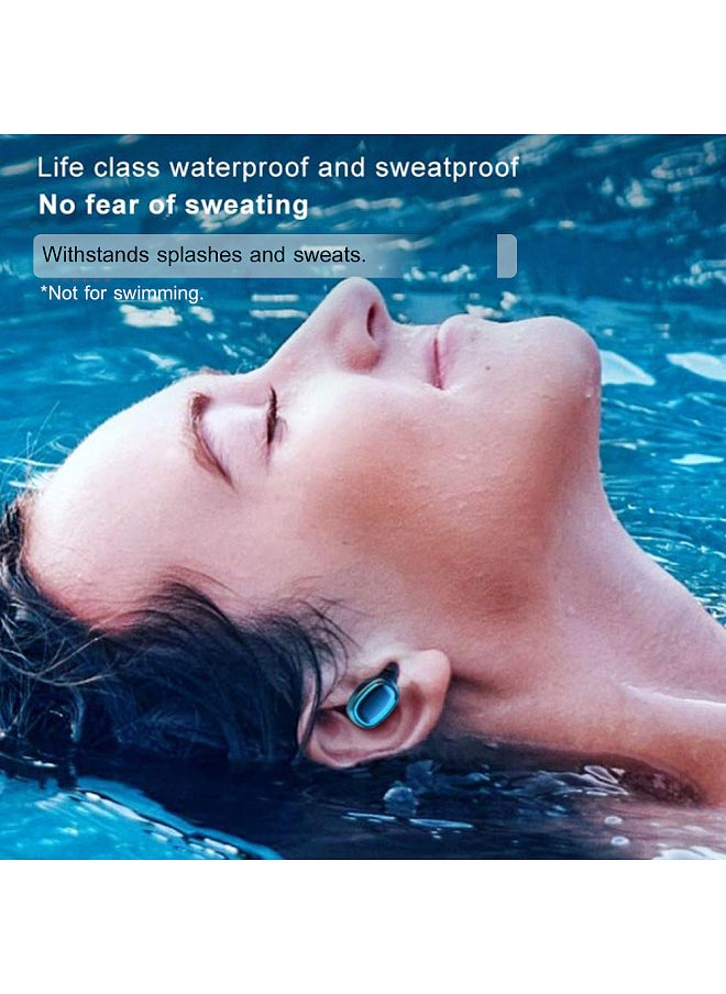 True Wireless Earbuds with Microphone and Touch-control, Daily Waterproof Sport Earphones, with Voice Assistant and Charging Case, Compatible with Android and iOS