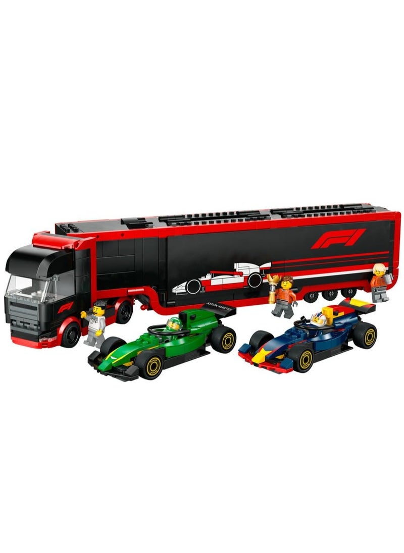 LEGO F1 Truck With RB20 And AMR24 F1 Cars 60445