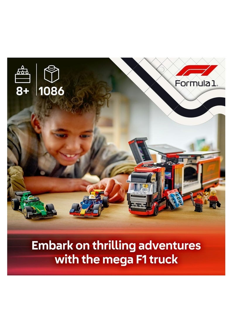 LEGO F1 Truck With RB20 And AMR24 F1 Cars 60445