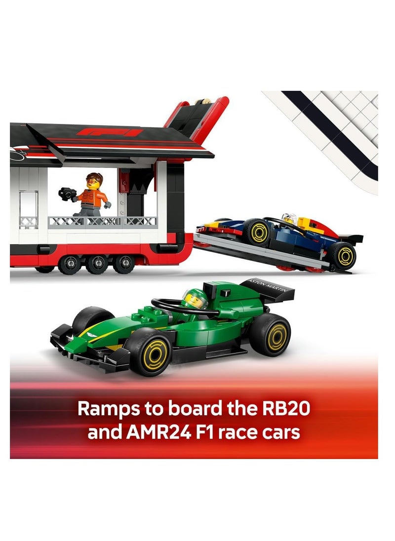 LEGO F1 Truck With RB20 And AMR24 F1 Cars 60445