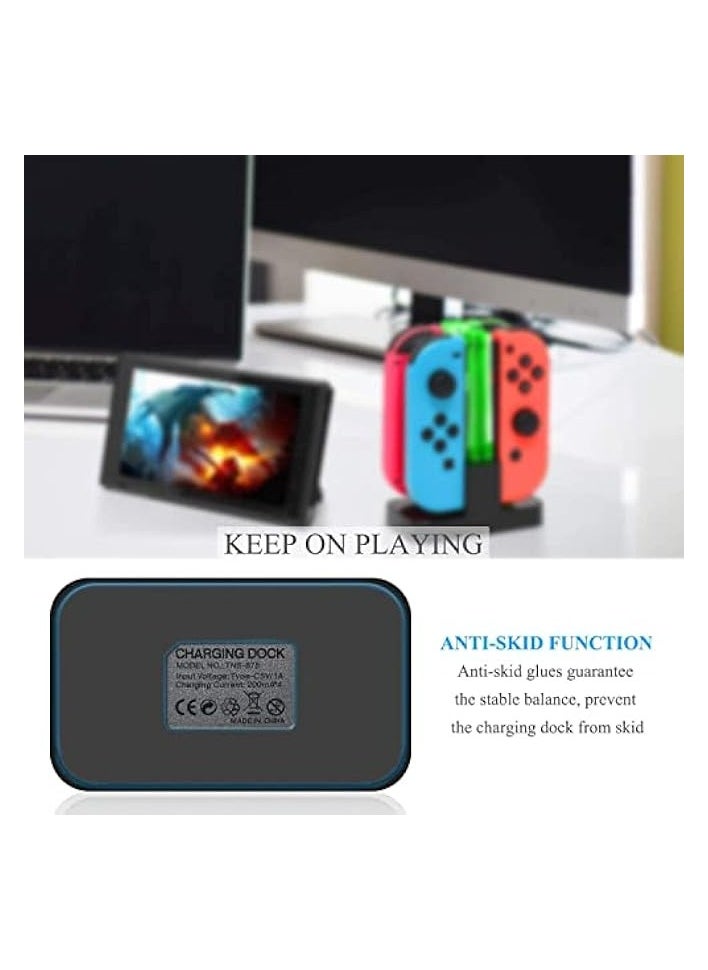 Charging Dock Compatible with Nintendo Switch for Joy-Con/OLED Model Controller with Lamppost LED Indication, Charger Stand Station Compatible with Joy-Cons, for Switch Small Handle Color Charger