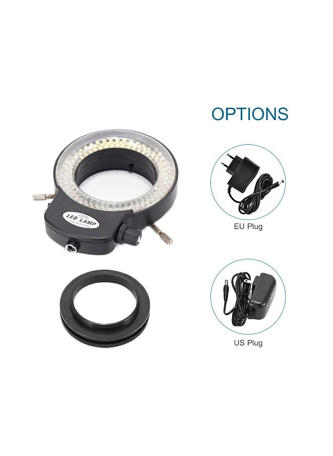 Variable 144 LED Ring Light for Stereo Microscope and Camera Adjustable Illuminator, with Dimmer