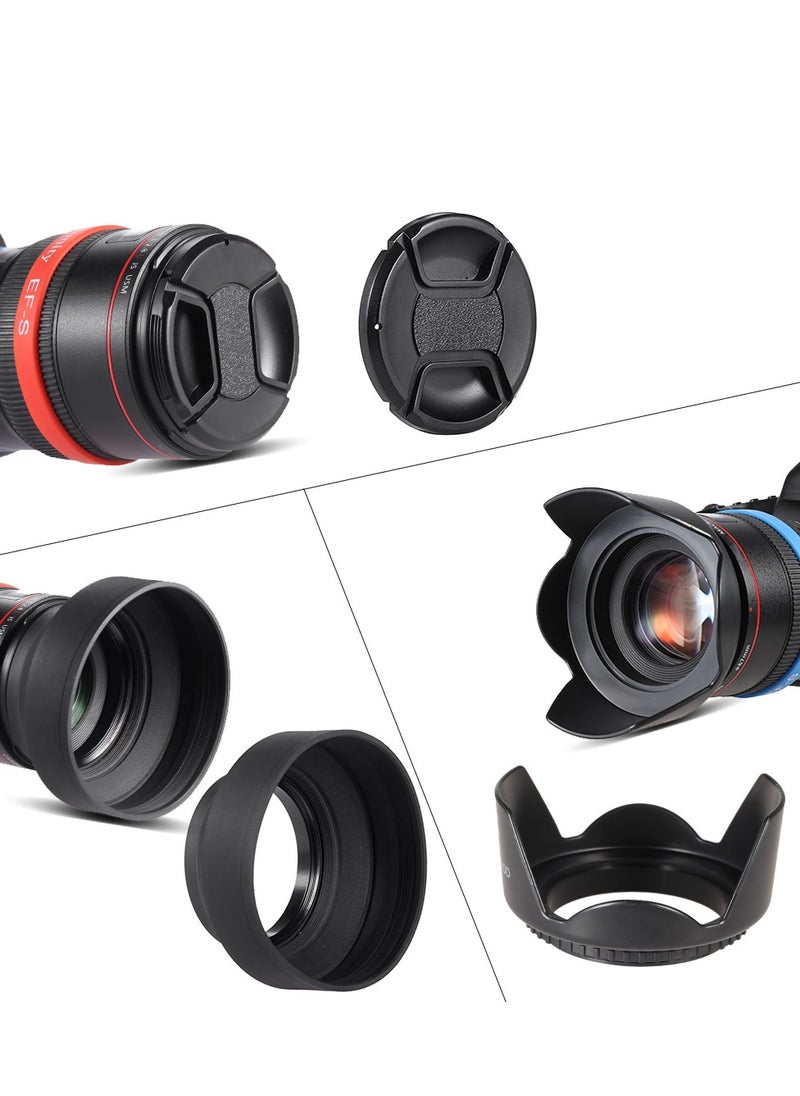 Andoer 72mm Lens Filter Kit UV+CPL+FLD+ND(ND2 ND4 ND8) with Carry Pouch / Lens Cap / Lens Cap Holder / Tulip & Rubber Lens Hoods / Cleaning Cloth