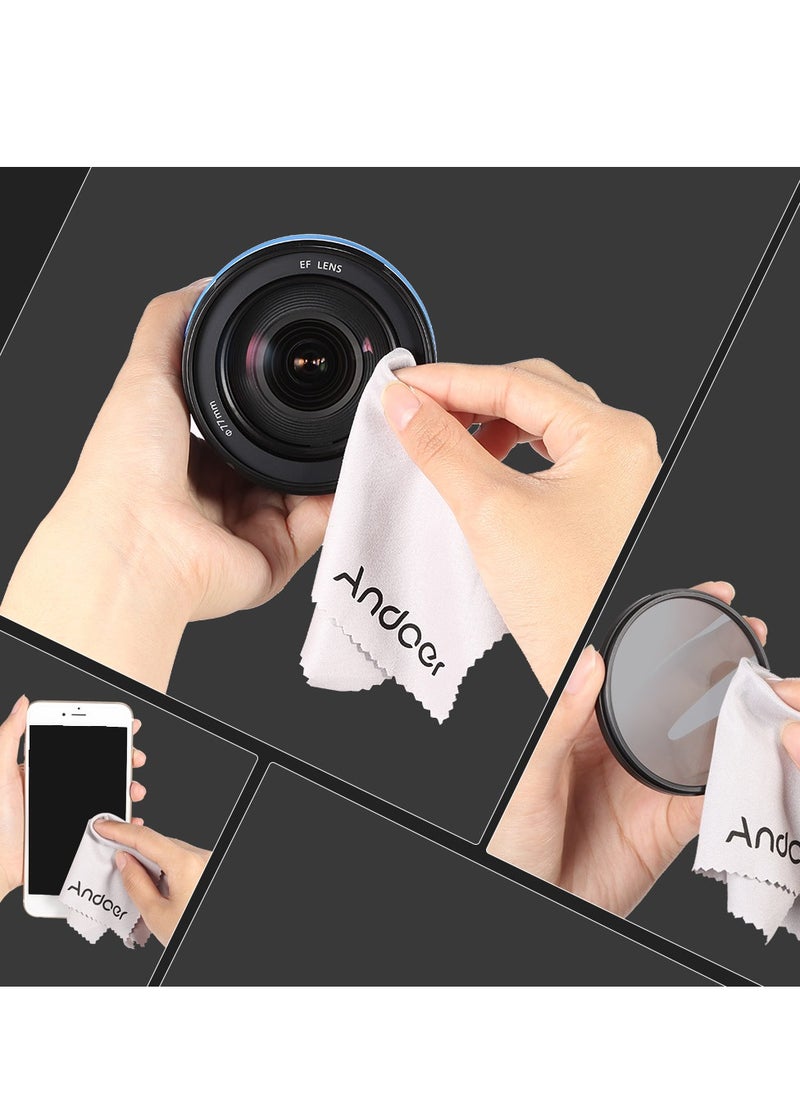 Andoer 72mm Lens Filter Kit UV+CPL+FLD+ND(ND2 ND4 ND8) with Carry Pouch / Lens Cap / Lens Cap Holder / Tulip & Rubber Lens Hoods / Cleaning Cloth