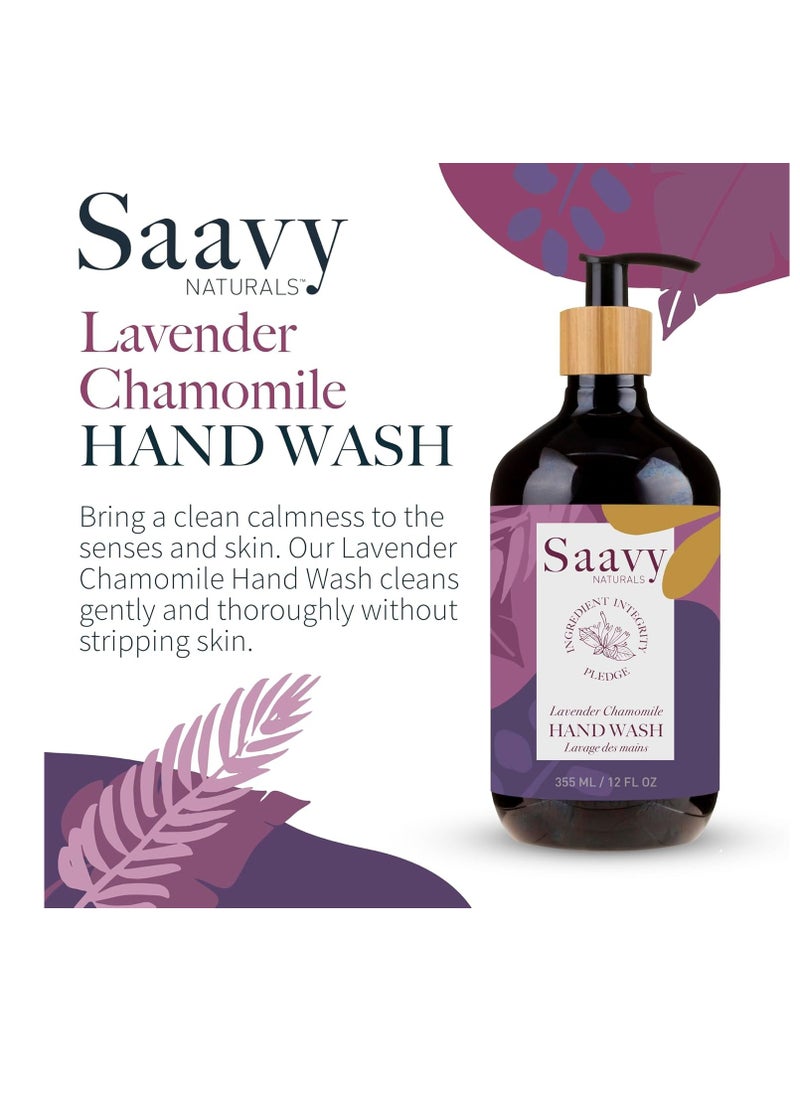 Saavy Naturals Lavender Chamomile Liquid Hand Soap Pump, Moisturizing Hand Liquid Soap with Aloe Vera, Essential Oils, and More, Gel-Based Natural Liquid Hand Soap, 12 Fl Oz, 2 Pack
