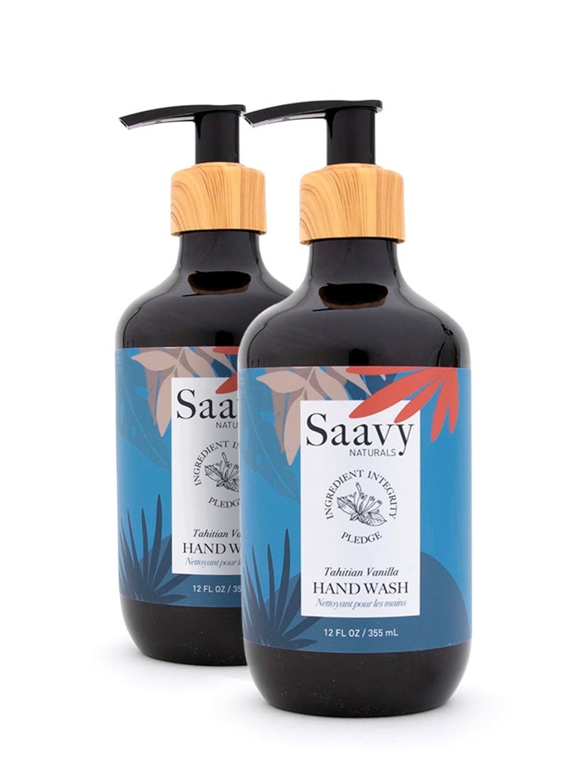 Saavy Naturals Tahitian Vanilla Liquid Hand Soap - Moisturizing Formula with Aloe Vera, Shea Butter, and Vanilla Extract - 12 Fl Oz, 2 Pack