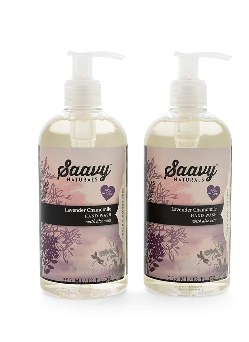 Saavy Naturals 2 PACK Lavender Chamomile Organic Hand Wash 12 oz x 2 -Pump Bottle