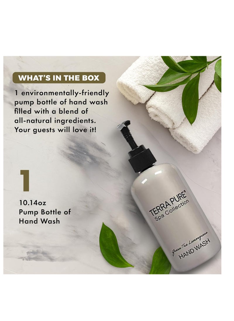 Terra Pure Green Tea Hand Wash | Spa Collection | Hotel Amenities in Pump Bottle | 10.14 oz. / 300 ml (Single Bottle)