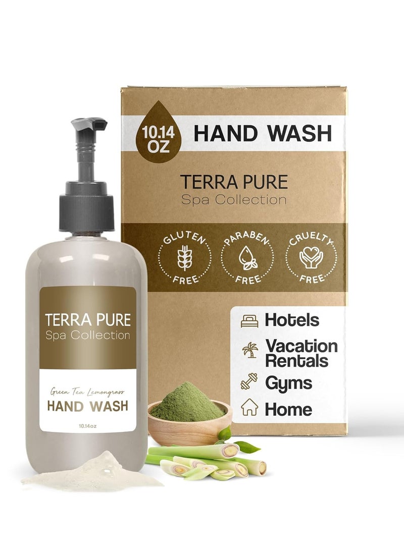 Terra Pure Green Tea Hand Wash | Spa Collection | Hotel Amenities in Pump Bottle | 10.14 oz. / 300 ml (Single Bottle)
