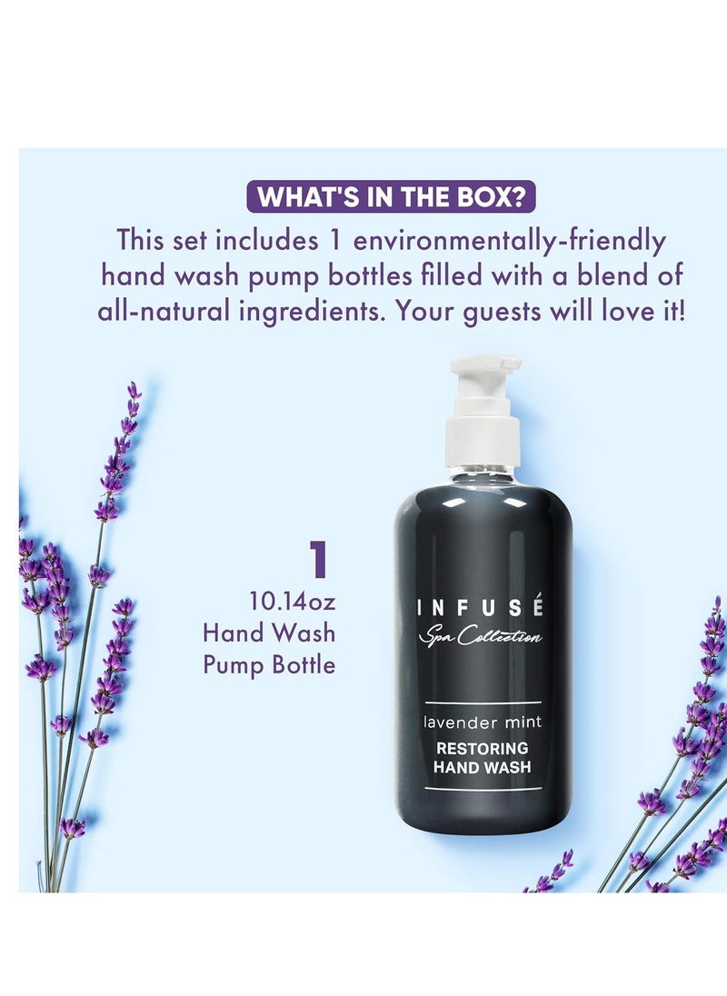 Terra Pure Infuse Lavender Mint Hand Wash | Spa Collection | Hotel Amenities in Pump Bottle | 10.14 oz. / 300 ml (Single Bottle)