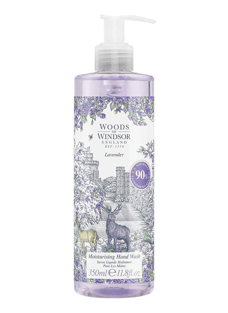 Woods of Windsor Lavender Hand Wash, Moisturizing Soap with Notes of Patchouli and Musk, Liquid Hand Soap with Pump to Help Soften and Moisturize Skin, Lavender Scent 350ml