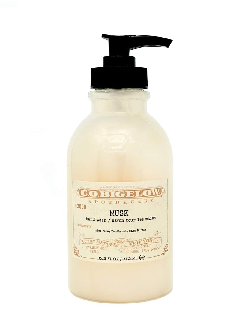 C.O. Bigelow Iconic Collection Musk Hand Wash, with Glycerin, Aloe Vera, Panthenol, and Shea Butter, 10.5 fl oz