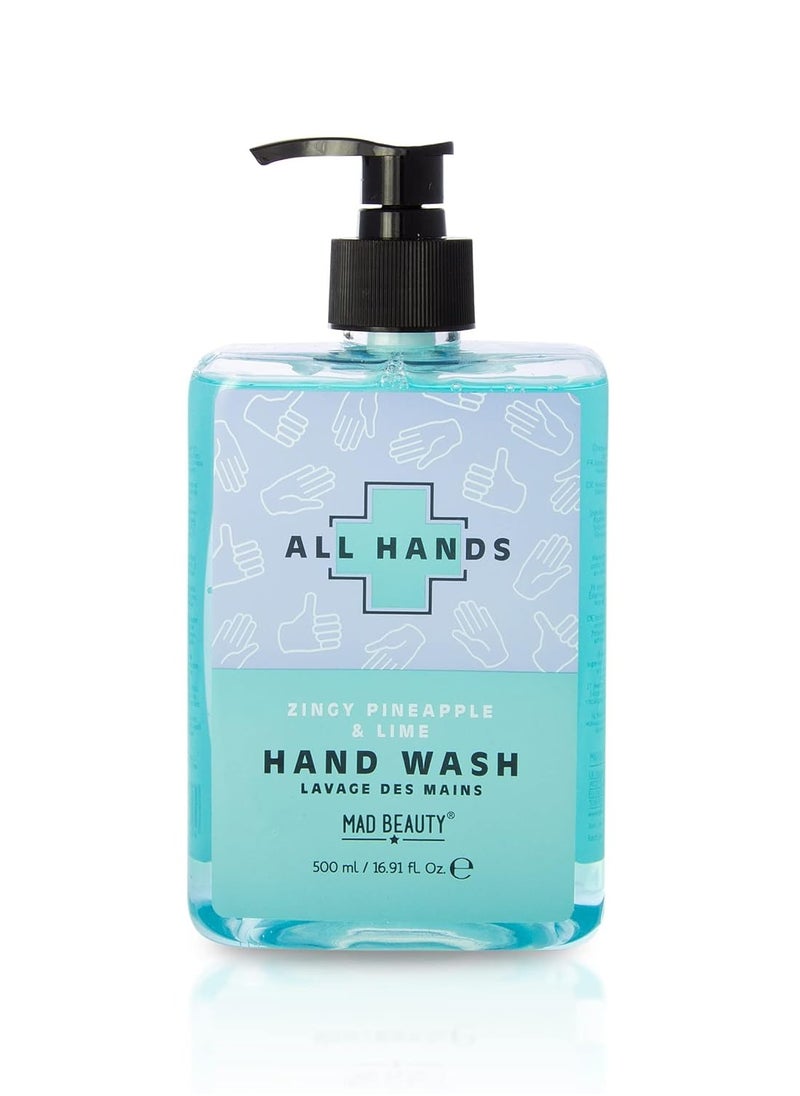 MAD Beauty All Hands Hand Wash (500 ml), Zingy Pineapple & Lime Hydrating Gel Hand Soap, Uplifting Burst Every Time You Wash, Suitable for All Skin