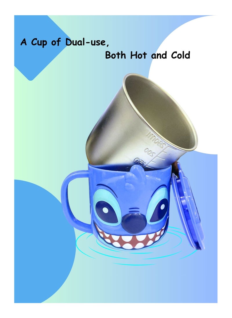 Stitch Kids Mug – Durable Abs Outer, Stainless Steel Liner, Insulated with Spill-Proof Lid