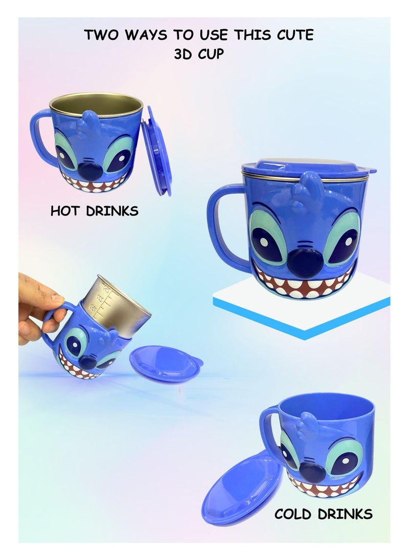 Stitch Kids Mug – Durable Abs Outer, Stainless Steel Liner, Insulated with Spill-Proof Lid