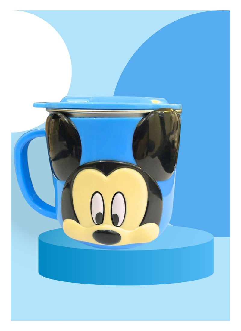 Mickey Mouse Blue Kids Mug – Durable Abs Outer, Stainless Steel Liner, Insulated with Spill-Proof Lid