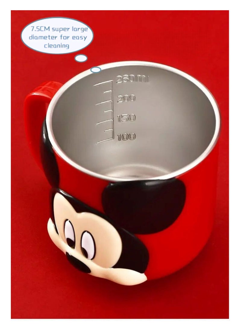 Mickey Mouse Red Kids Mug – Durable Abs Outer, Stainless Steel Liner, Insulated with Spill-Proof Lid