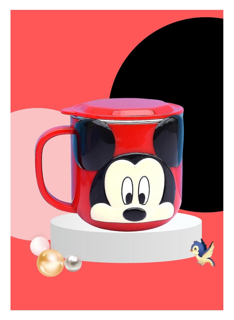 Mickey Mouse Red Kids Mug – Durable Abs Outer, Stainless Steel Liner, Insulated with Spill-Proof Lid