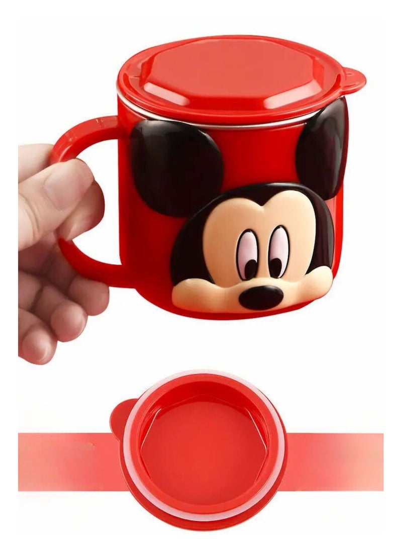 Mickey Mouse Red Kids Mug – Durable Abs Outer, Stainless Steel Liner, Insulated with Spill-Proof Lid