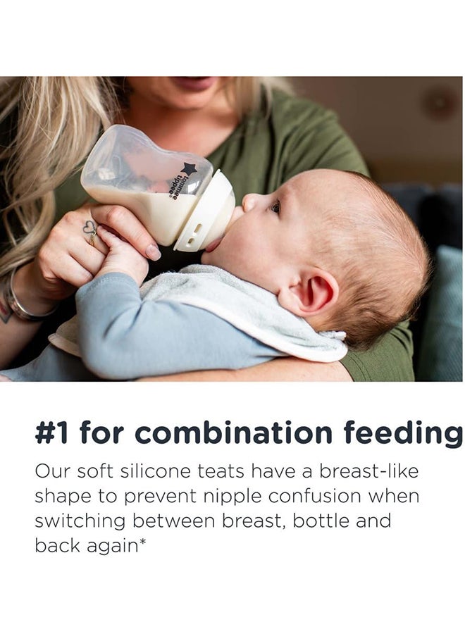 Natural start Baby Bottle Teats, Breast-Like, Anti-Colic Valve, Soft Silicone, Fast Flow, 6m+, Pack of 2