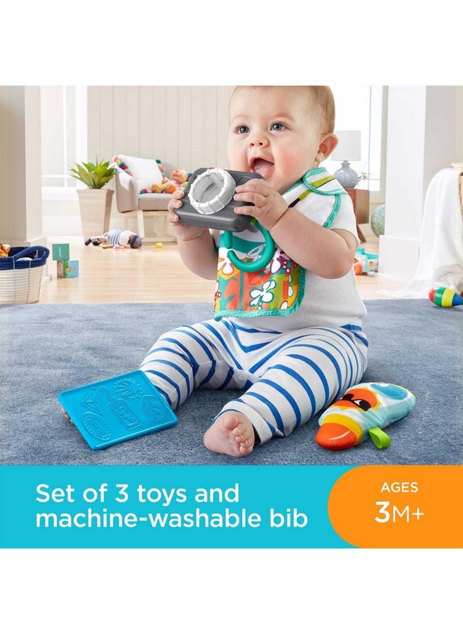 Fisher-Price Tiny Tourist Gift Set, 4 travel-themed baby toys for take-along play