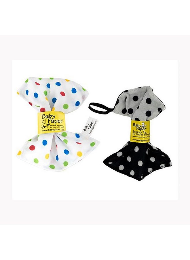 Baby Paper-2 Pack of Crinkly, Sensory Toys, White/Black Dot & Multi Color Polka Dot