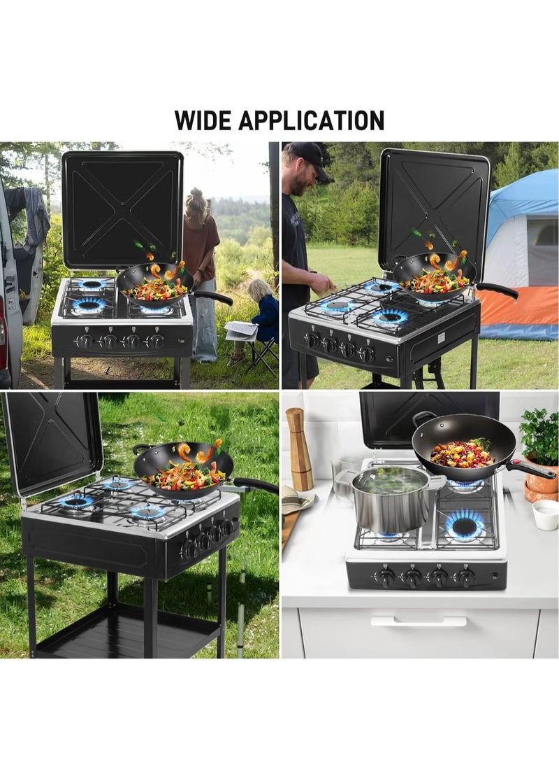 Smokeless Gas Cooking Stove Outdoor Kitchen Free Standing Stove 4 Burner Gas Cooktops