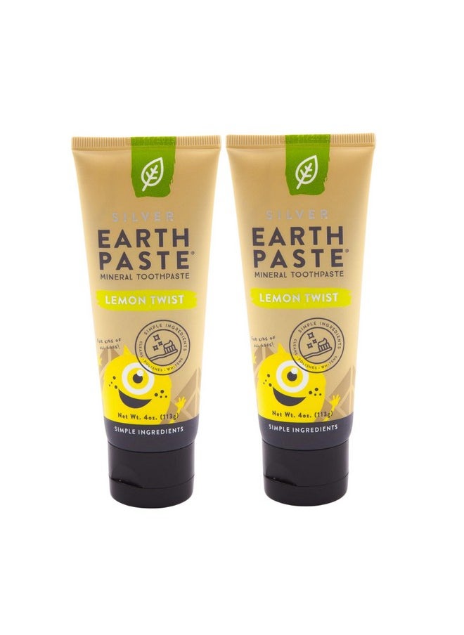 Redmond Earthpaste - Natural Non-Fluoride Toothpaste, 4 Ounce Tube (2 Pack, Lemon Twist)