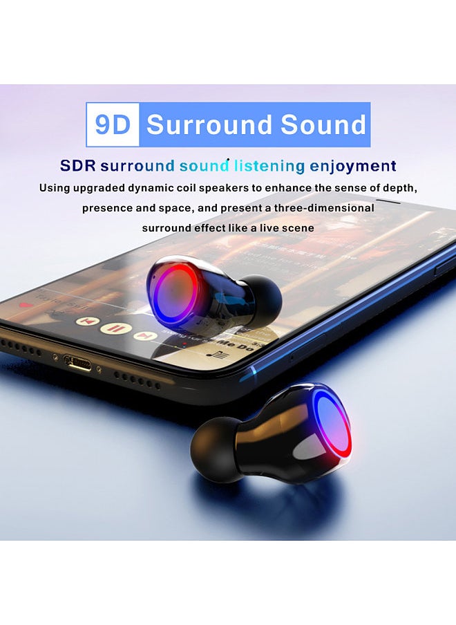 M12 True Wireless Stereo Earbuds, BT 5.0 Headphones, with Touch Control, 1200mAh Power Bank Case, Flashlight, LED Power Display, Long Playtime, for Gaming Sports Music