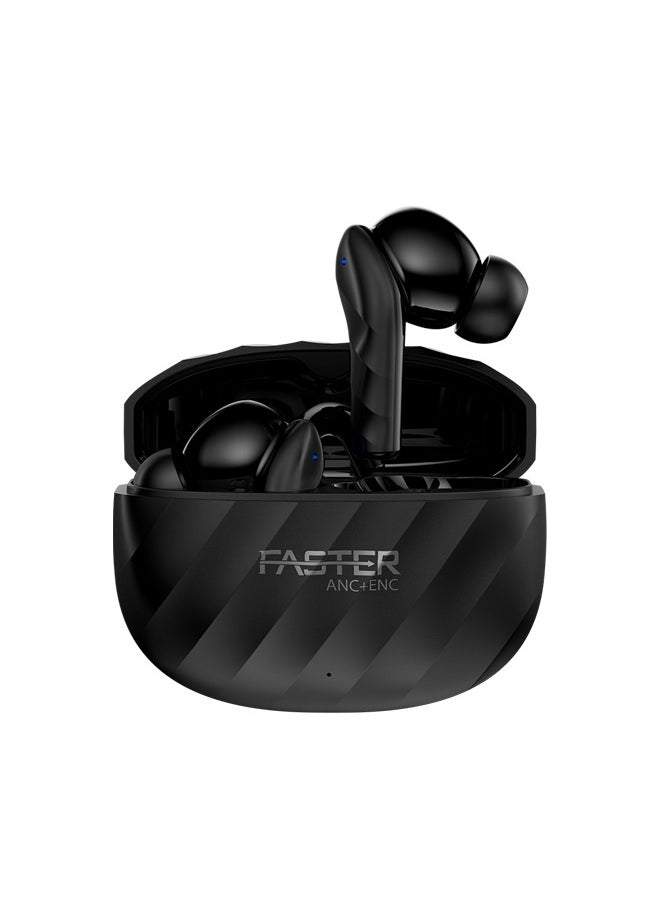 Raptor Wireless Earbuds with ANC + ENC - 6 Hours Playtime with Bluetooth 5.3 - HiFi Stereo Sound Airpods - Gaming Bluetooth Earphones with Ultra-Low Latency - Deep Bass, IPX4 Water Resistant - For Exercise, Gym - Compatible with iPhone & Android (Black)