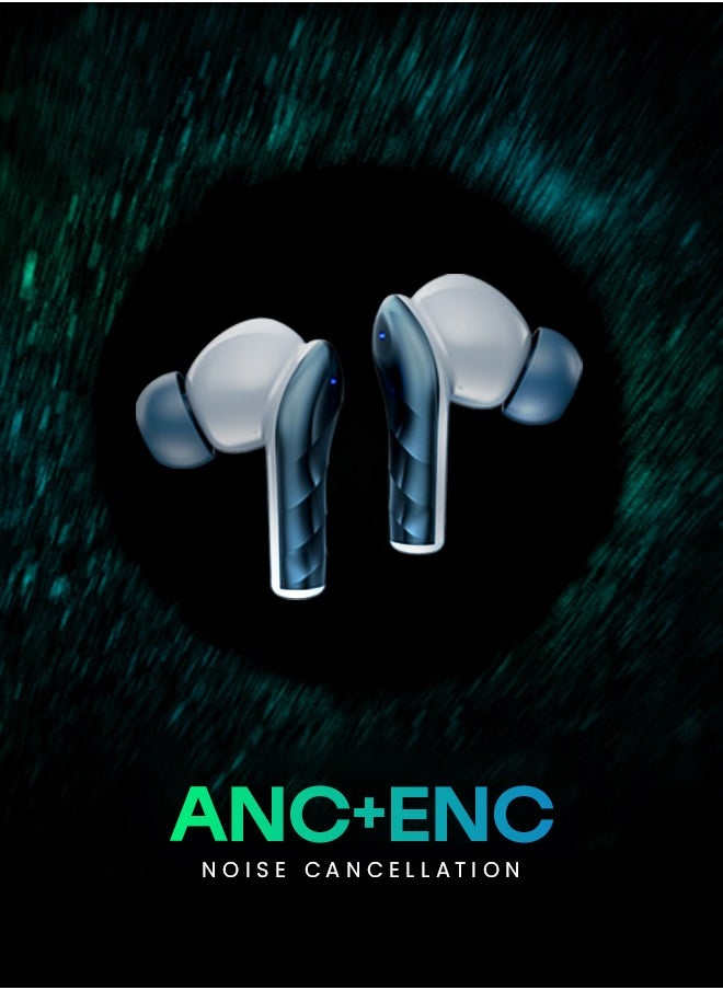 Raptor Wireless Earbuds with ANC + ENC - 6 Hours Playtime with Bluetooth 5.3 - HiFi Stereo Sound Airpods - Gaming Bluetooth Earphones with Ultra-Low Latency - Deep Bass, IPX4 Water Resistant - For Exercise, Gym - Compatible with iPhone & Android (Black)