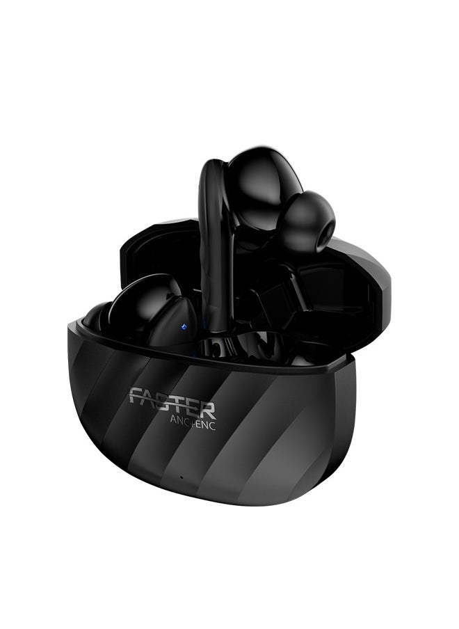 Raptor Wireless Earbuds with ANC + ENC - 6 Hours Playtime with Bluetooth 5.3 - HiFi Stereo Sound Airpods - Gaming Bluetooth Earphones with Ultra-Low Latency - Deep Bass, IPX4 Water Resistant - For Exercise, Gym - Compatible with iPhone & Android (Black)