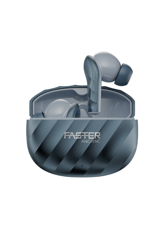 Raptor Wireless Earbuds with ANC + ENC - 6 Hours Playtime with Bluetooth 5.3 - HiFi Stereo Sound Airpods - Gaming Bluetooth Earphones with Ultra-Low Latency - Deep Bass, IPX4 Water Resistant - For Exercise, Gym - Compatible with iPhone & Android (Blue)