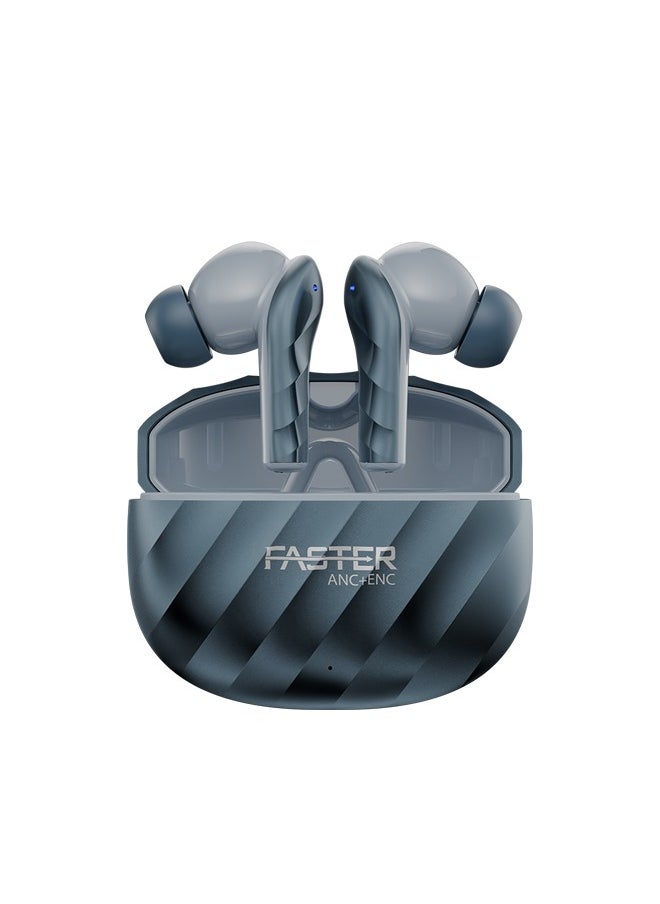 Raptor Wireless Earbuds with ANC + ENC - 6 Hours Playtime with Bluetooth 5.3 - HiFi Stereo Sound Airpods - Gaming Bluetooth Earphones with Ultra-Low Latency - Deep Bass, IPX4 Water Resistant - For Exercise, Gym - Compatible with iPhone & Android (Blue)