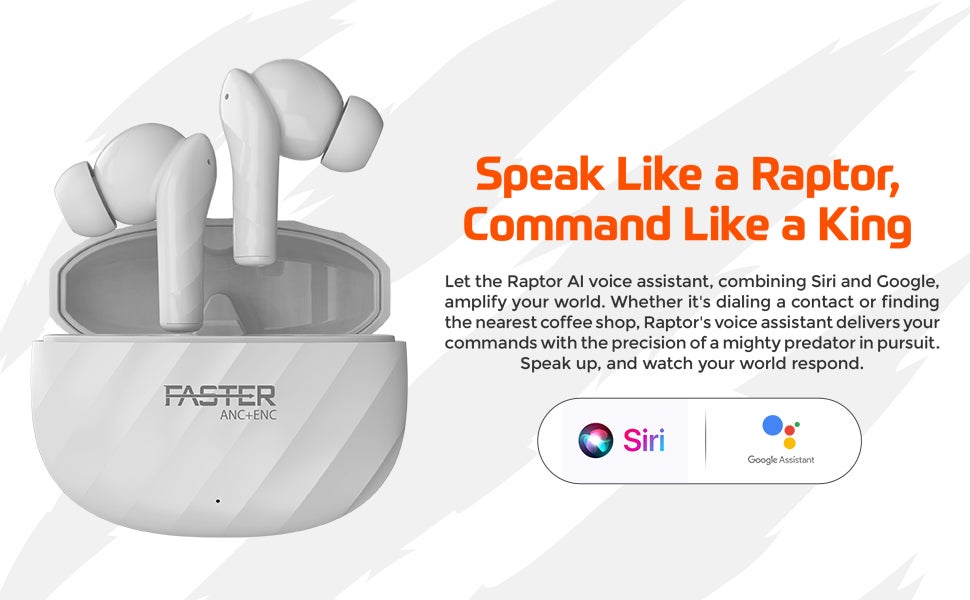 Raptor Wireless Earbuds with ANC + ENC - 6 Hours Playtime with Bluetooth 5.3 - HiFi Stereo Sound Airpods - Gaming Bluetooth Earphones with Ultra-Low Latency - Deep Bass, IPX4 Water Resistant - For Exercise, Gym - Compatible with iPhone & Android (Blue)