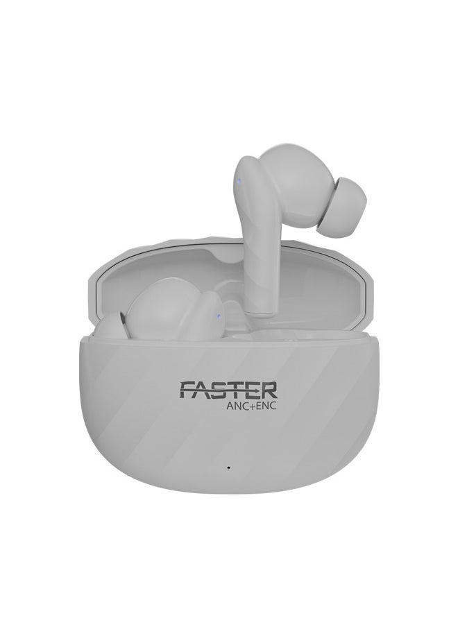 Raptor Wireless Earbuds with ANC + ENC - 6 Hours Playtime with Bluetooth 5.3 - HiFi Stereo Sound Airpods - Gaming Bluetooth Earphones with Ultra-Low Latency - Deep Bass, IPX4 Water Resistant - For Exercise, Gym - Compatible with iPhone & Android (White)