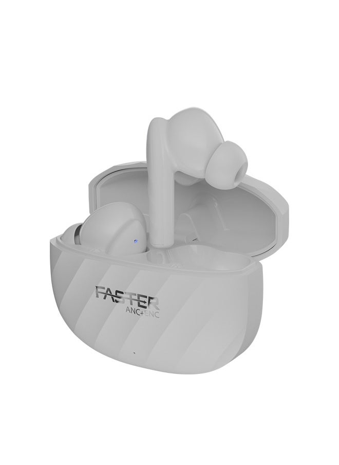 Raptor Wireless Earbuds with ANC + ENC - 6 Hours Playtime with Bluetooth 5.3 - HiFi Stereo Sound Airpods - Gaming Bluetooth Earphones with Ultra-Low Latency - Deep Bass, IPX4 Water Resistant - For Exercise, Gym - Compatible with iPhone & Android (White)