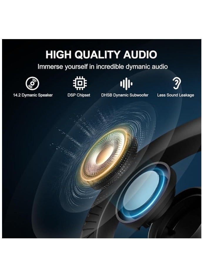 Air 2 Open Ear Earbuds with Ear Loops, Bluetooth 5.3 Open Ear Wireless Headphones with Boosted Bass, Built-in ENC Mic, 28H Playtime, RGB, Silicone Earhook for Workout Running Gaming Black