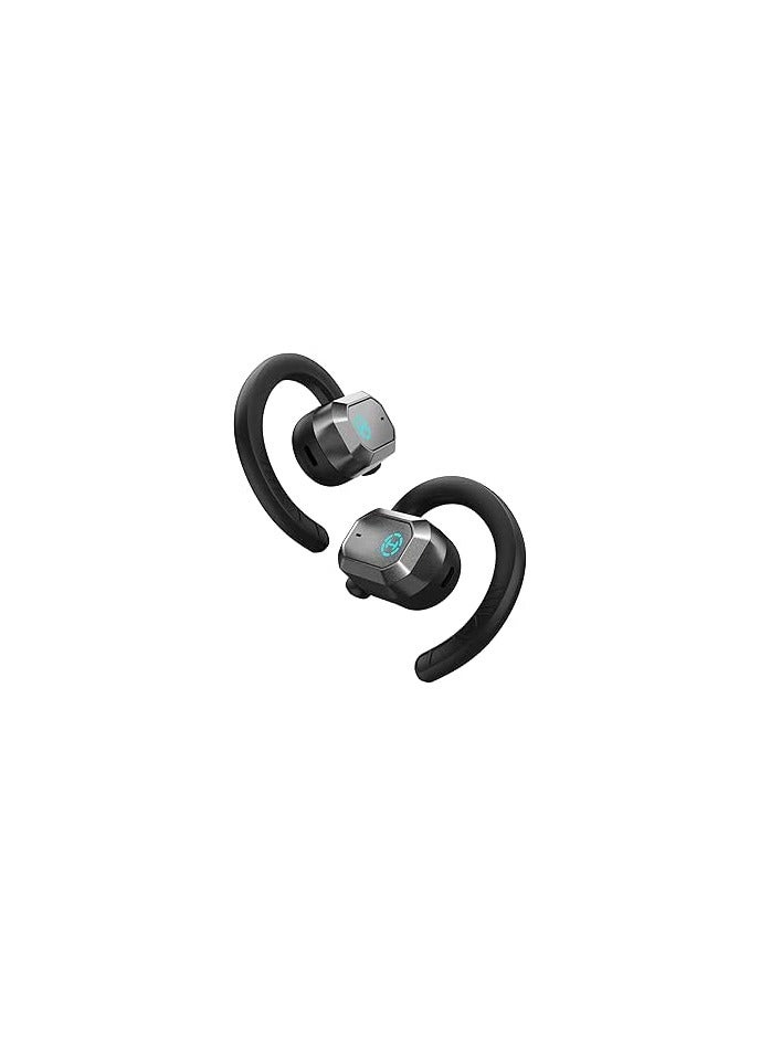 Air 2 Open Ear Earbuds with Ear Loops, Bluetooth 5.3 Open Ear Wireless Headphones with Boosted Bass, Built-in ENC Mic, 28H Playtime, RGB, Silicone Earhook for Workout Running Gaming Black