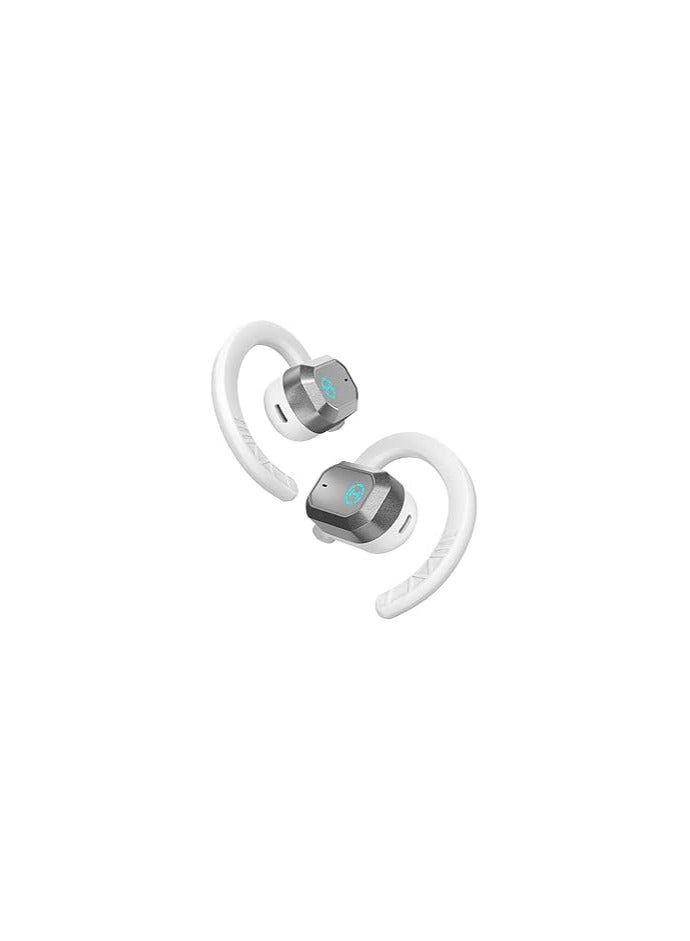 Air 2 Open Ear Earbuds with Ear Loops, Bluetooth 5.3 Open Ear Wireless Headphones with Boosted Bass, Built-in ENC Mic, 28H Playtime, RGB, Silicone Earhook for Workout Running Gaming White