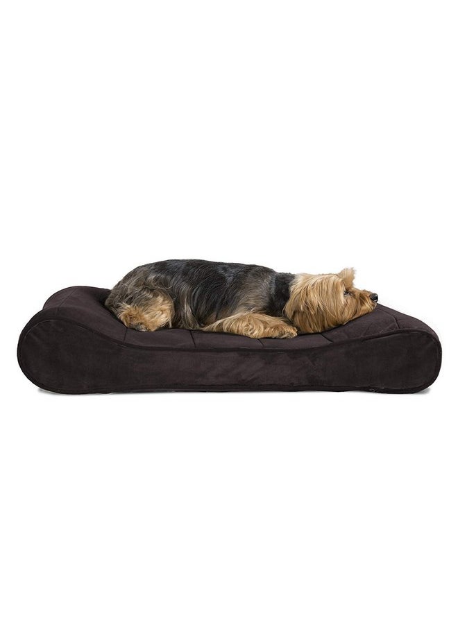 Furhaven Orthopedic Dog Bed for Medium/Small Dogs w/ Removable Washable Cover, For Dogs Up to 23 lbs - Microvelvet Luxe Lounger Contour Mattress - Espresso, Medium