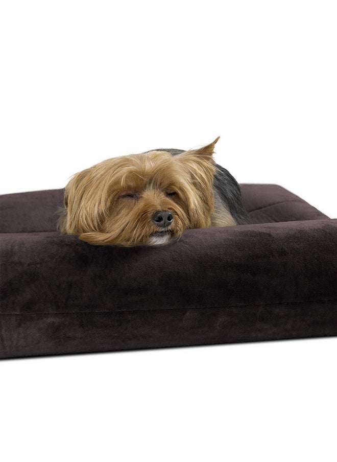 Furhaven Orthopedic Dog Bed for Medium/Small Dogs w/ Removable Washable Cover, For Dogs Up to 23 lbs - Microvelvet Luxe Lounger Contour Mattress - Espresso, Medium