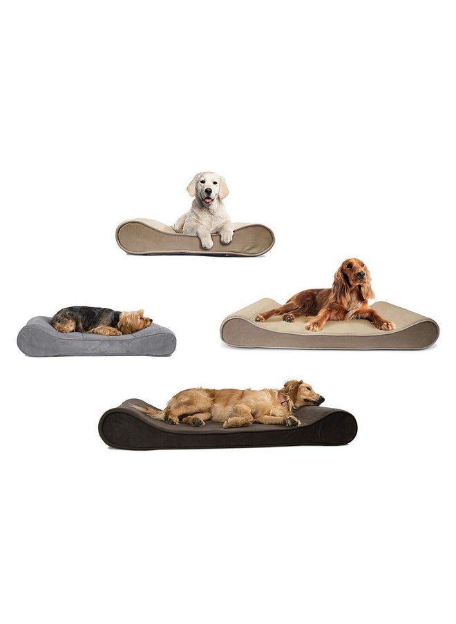 Furhaven Orthopedic Dog Bed for Medium/Small Dogs w/ Removable Washable Cover, For Dogs Up to 23 lbs - Microvelvet Luxe Lounger Contour Mattress - Espresso, Medium
