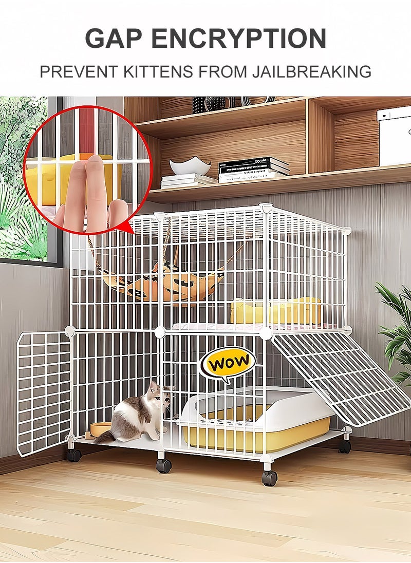 Cat Cage Home Indoor Villa Large Free Space with Toilet Cat House Cat Bed Two-Layer Cat Small Kitten