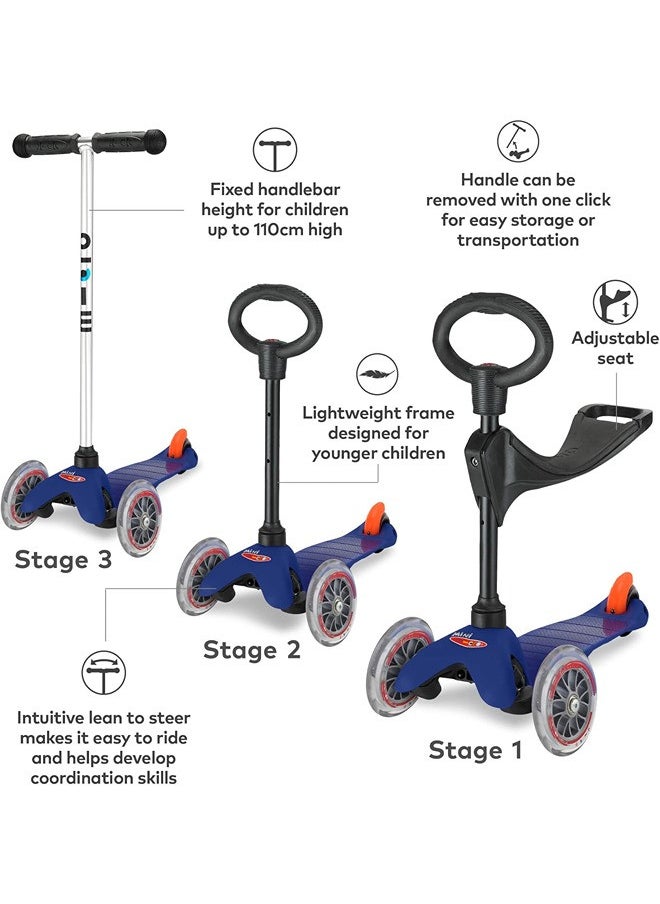 Micro Scooters - Mini Classic 3 in 1 Blue | Scooter for Kids | Kids Scooter | Scooter with LED Wheels | Scooter for Kids 3-5 Years